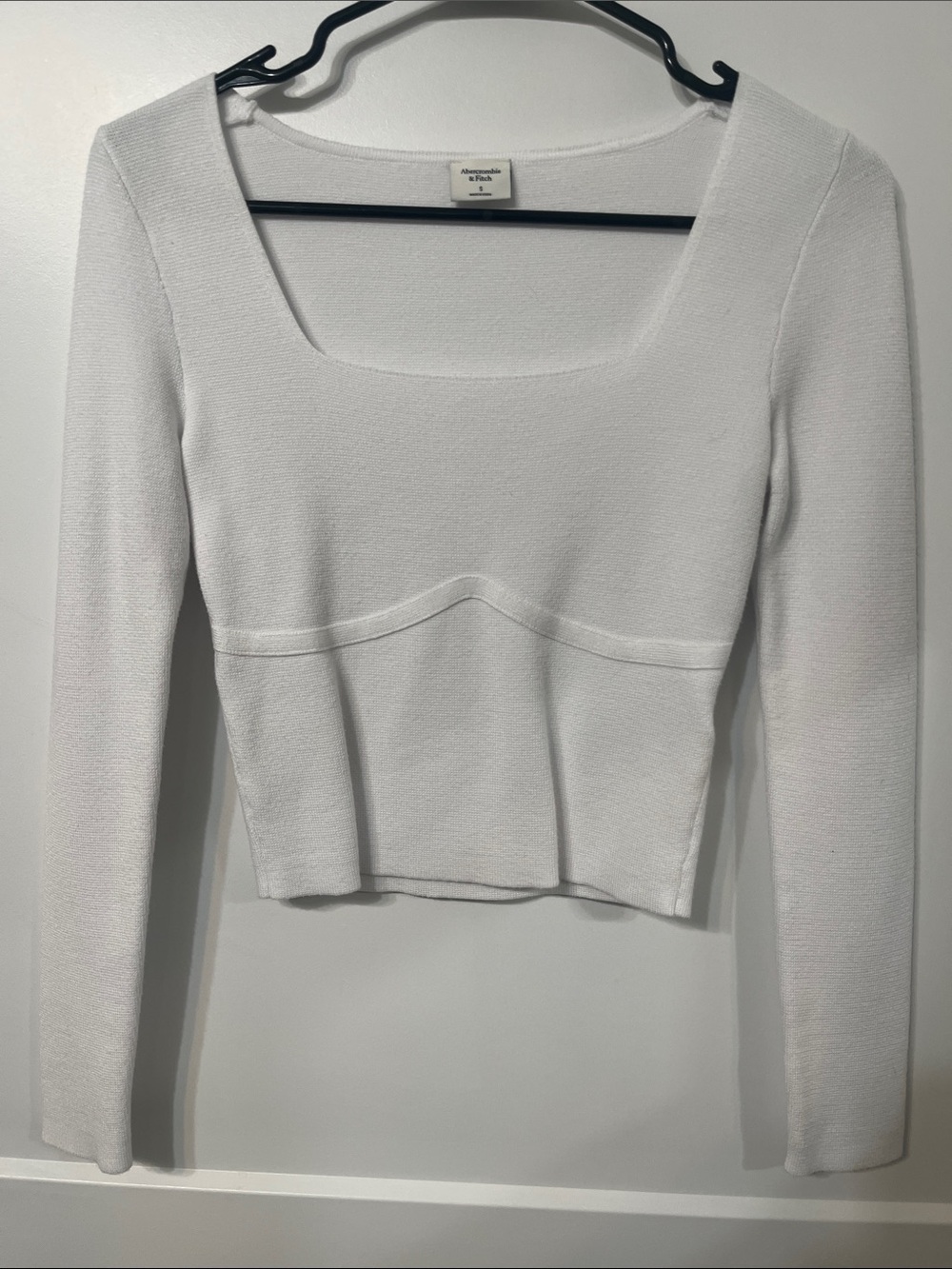 Abercrombie & Fitch White Square Neck Long Sleeve Top - Picture 1 of 3